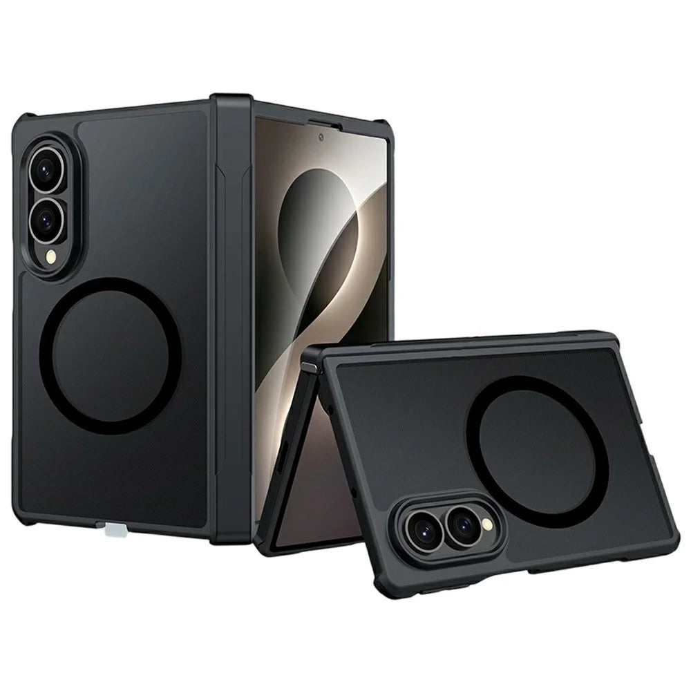 For Samsung Galaxy Z Fold8 Magnetic Case TPU + PC Folding Hinge Shockproof Phone Cover - Black - 1