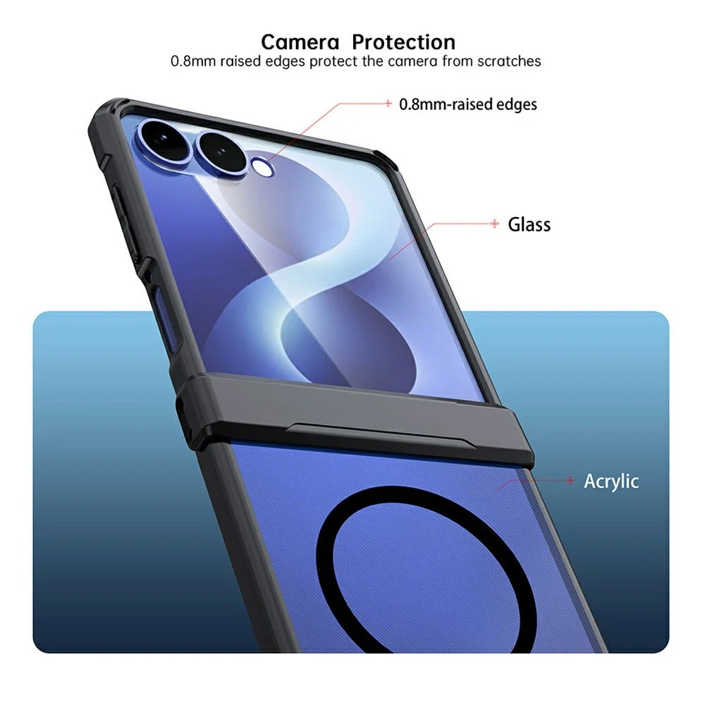 For Samsung Galaxy Z Flip8 Magnetic Case TPU + PC Folding Hinge Shockproof Phone Cover - Black - 3