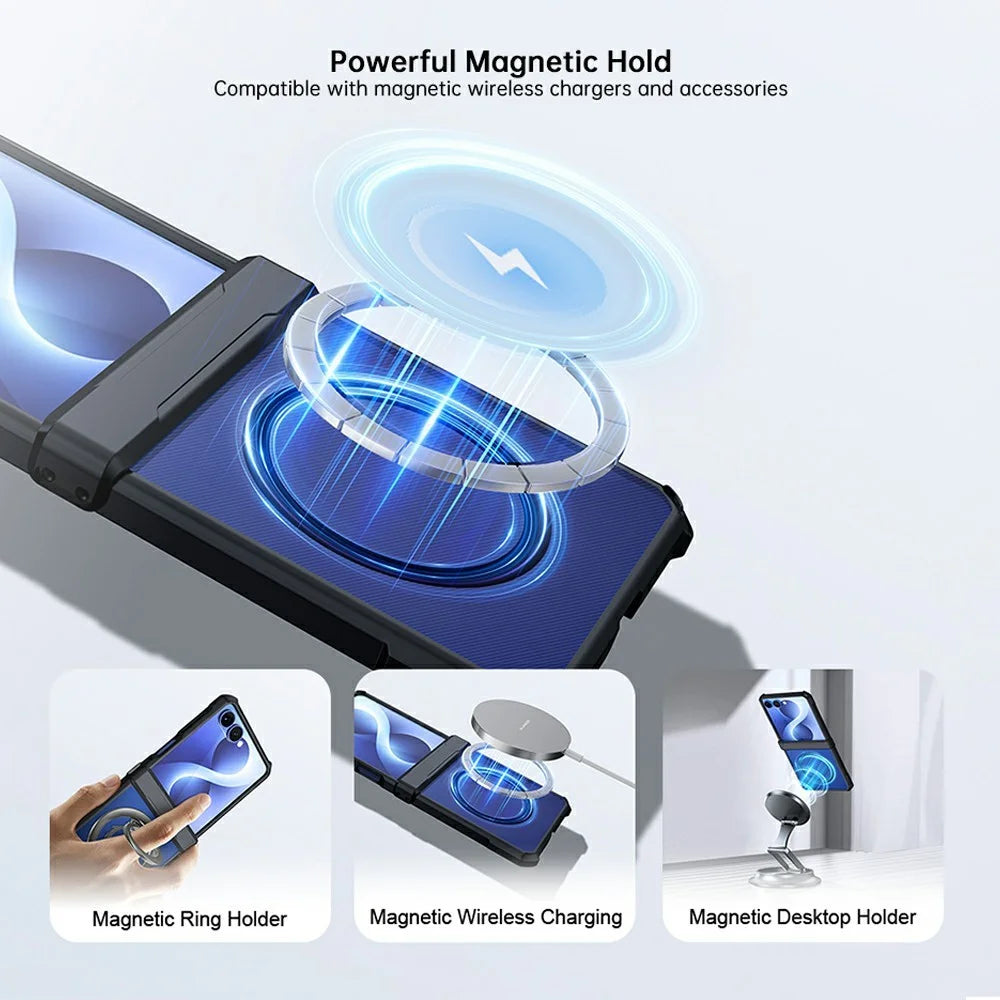 For Samsung Galaxy Z Flip8 Magnetic Case TPU + PC Folding Hinge Shockproof Phone Cover - Black - 6