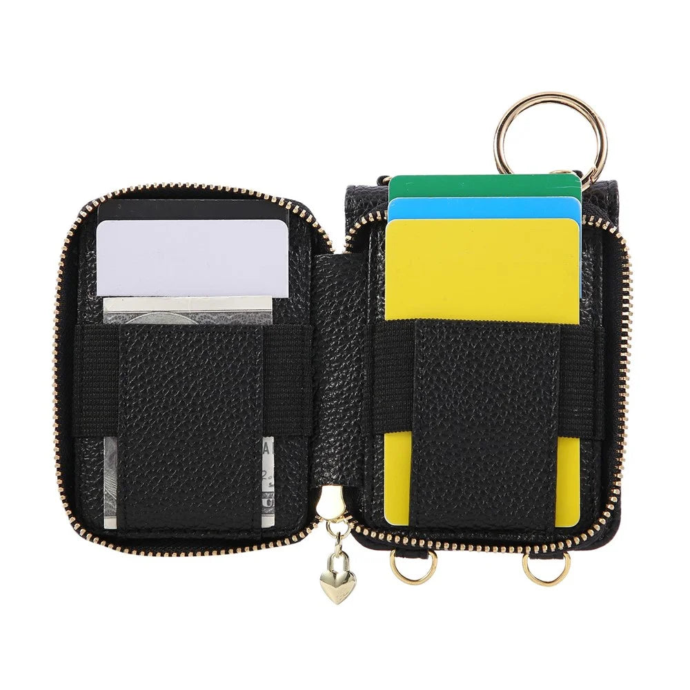 For Samsung Galaxy Z Flip8 Case Zipper Card Holder  PU Leather Phone Back Cover with Shoulder Strap - Black - 3