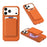 For iPhone 17 Pro Max Magnetic Case Tech Fabric Coated TPU + PC Phone Cover with RFID Blocking Card Holder - Orange - 1
