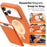 For iPhone 17 Pro Max Magnetic Case Tech Fabric Coated TPU + PC Phone Cover with RFID Blocking Card Holder - Orange - 6