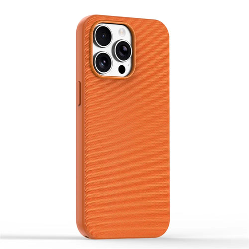 For iPhone 15 Pro Max Magnetic Case Tech Fabric Coated TPU + PC Anti-Drop Phone Cover - Orange - 1