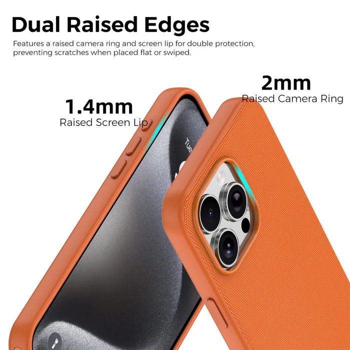 For iPhone 15 Pro Max Magnetic Case Tech Fabric Coated TPU + PC Anti-Drop Phone Cover - Orange - 4