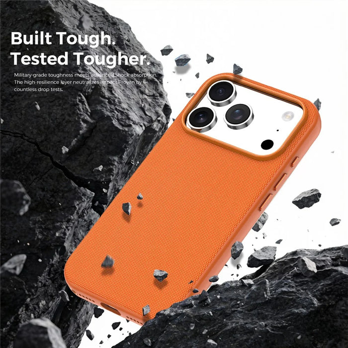 For iPhone 18 Pro Magnetic Case Tech Fabric Coated TPU + PC Anti-Drop Phone Cover - Orange - 2