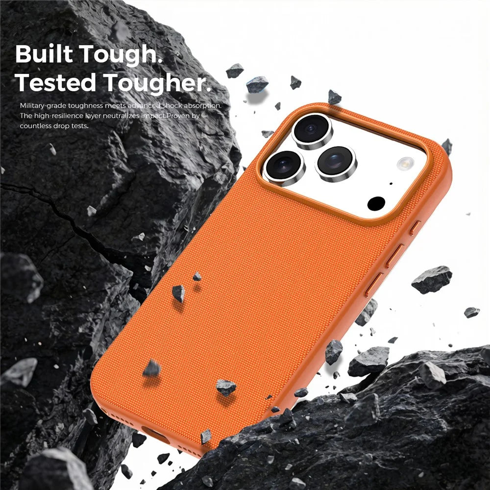 For iPhone 18 Pro Max Magnetic Case Tech Fabric Coated TPU + PC Anti-Drop Phone Cover - Orange - 2