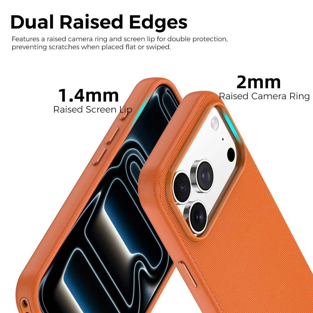 For iPhone 18 Pro Max Magnetic Case Tech Fabric Coated TPU + PC Anti-Drop Phone Cover - Orange - 3