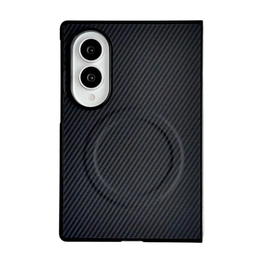 WANLONFENG for Samsung Galaxy Z Fold8 TQ Series Magnetic Case Carbon Fiber Texture PC TPU Phone Cover (Big Lens Hole) - Black - 1