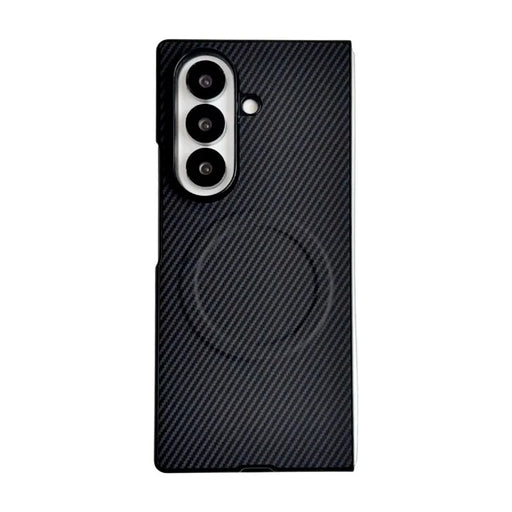 WANLONFENG for Samsung Galaxy Z Fold8 Ultra TQ Series Magnetic Case Carbon Fiber Texture PC TPU Phone Cover (Big Lens Hole) - Black - 1