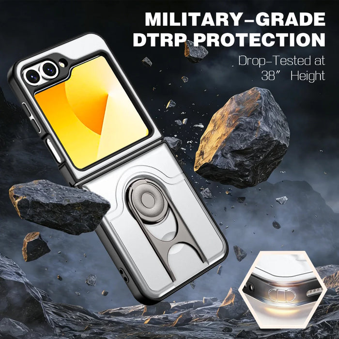 For Samsung Galaxy Z Flip6 5G Case with Slide Camera Cover Kickstand PC + TPU Protective Phone Shell - Silver - 2