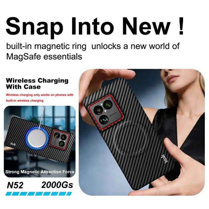 IMAK for Sony Xperia 1 VIII Ruiyi Series Magnetic Case Carbon Fiber Texture Leather + PC Phone Cover - As Shown - 5