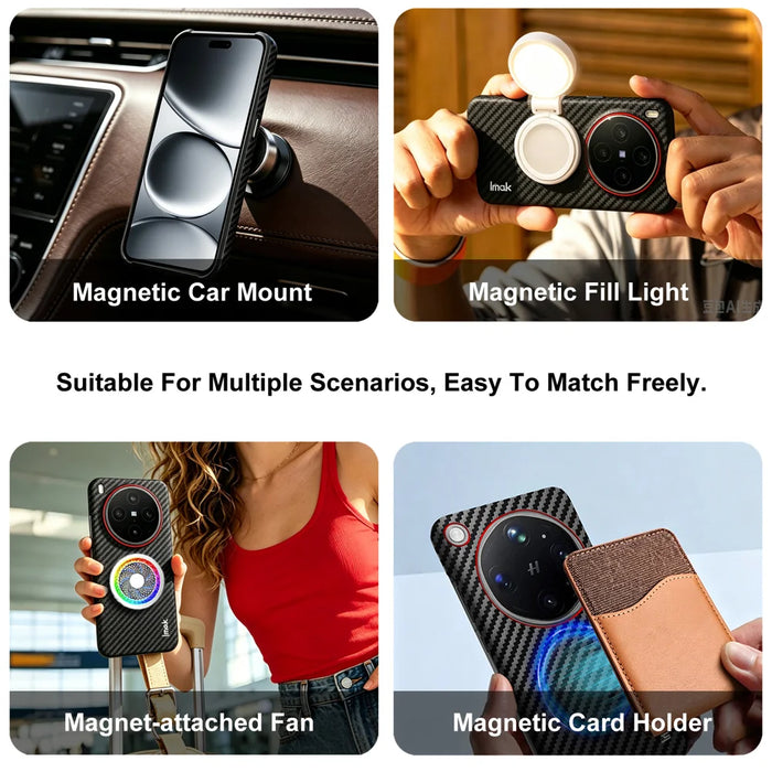 IMAK for Sony Xperia 1 VIII Ruiyi Series Magnetic Case Carbon Fiber Texture Leather + PC Phone Cover - As Shown - 6