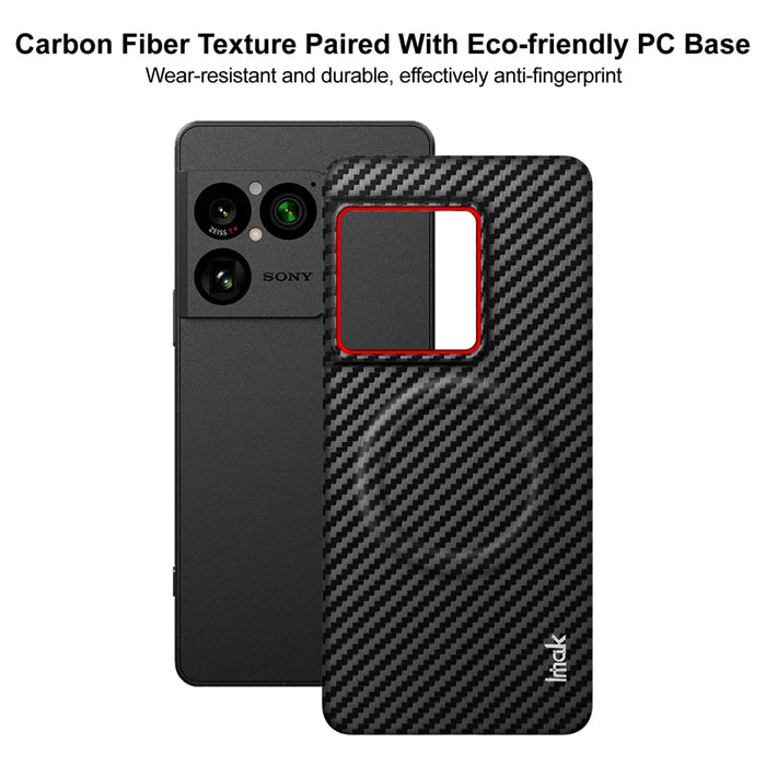 IMAK for Sony Xperia 1 VIII Ruiyi Series Magnetic Case Carbon Fiber Texture Leather + PC Phone Cover - As Shown - 7
