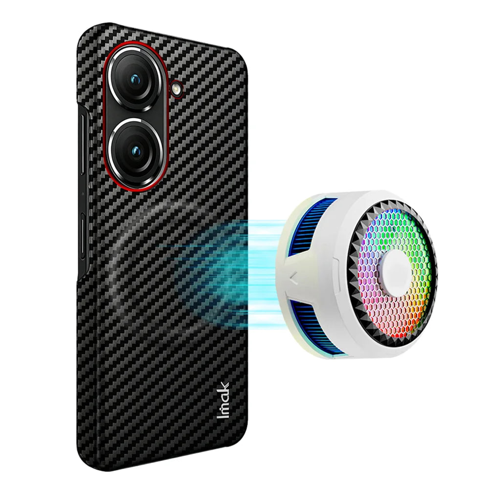 IMAK for Asus Zenfone 10 5G / Asus Zenfone 9 5G Ruiyi Series Magnetic Case Carbon Fiber Texture Leather + PC Phone Cover - As Shown - 1