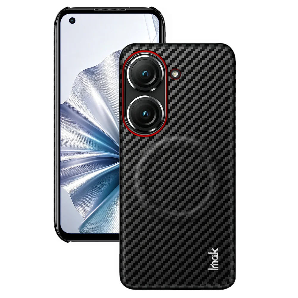 IMAK for Asus Zenfone 10 5G / Asus Zenfone 9 5G Ruiyi Series Magnetic Case Carbon Fiber Texture Leather + PC Phone Cover - As Shown - 2