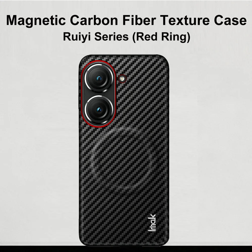 IMAK for Asus Zenfone 10 5G / Asus Zenfone 9 5G Ruiyi Series Magnetic Case Carbon Fiber Texture Leather + PC Phone Cover - As Shown - 4