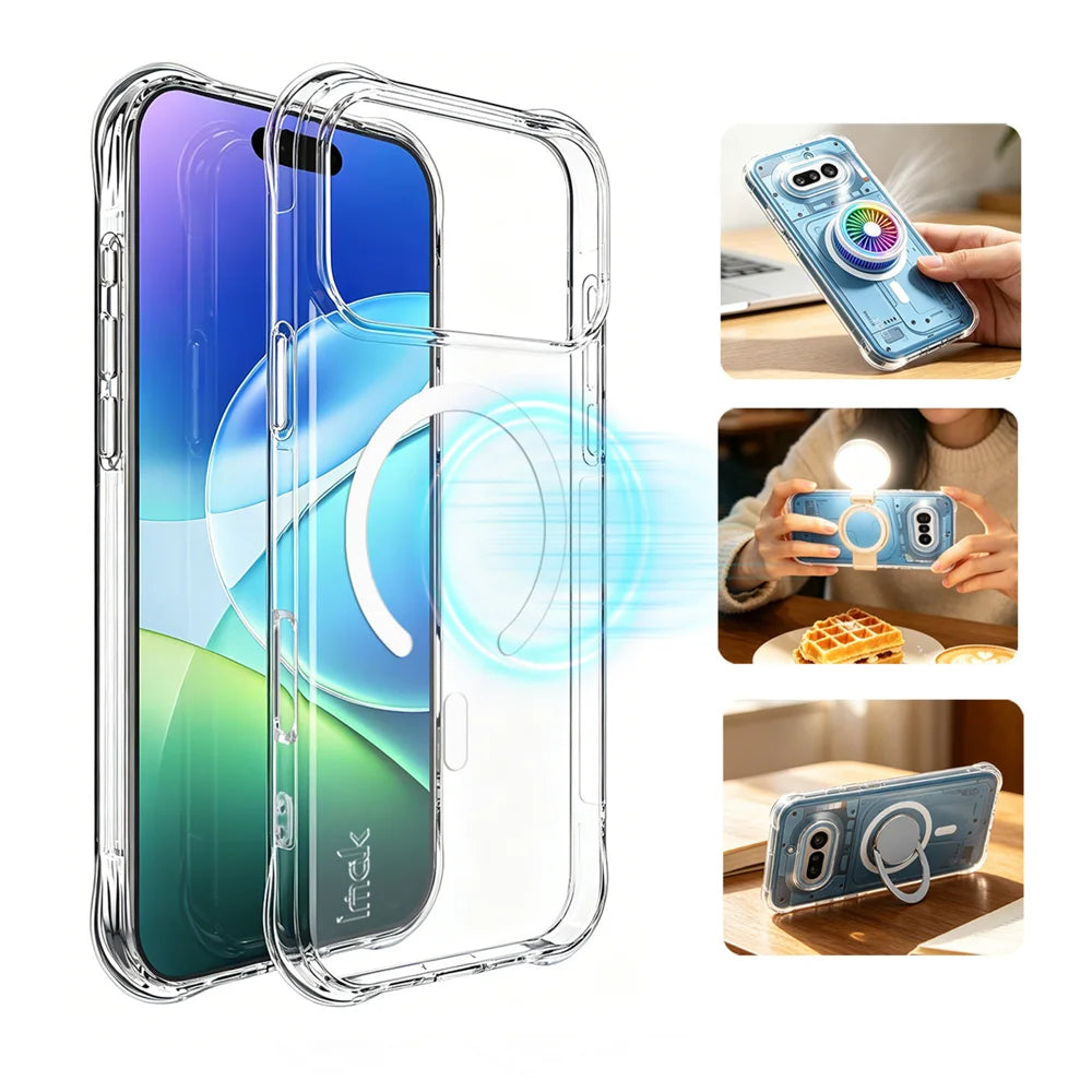 IMAK for iPhone 18 Pro Max Magnetic Case Airbag Shockproof Protection TPU Phone Cover - Transparent - Transparent - 3