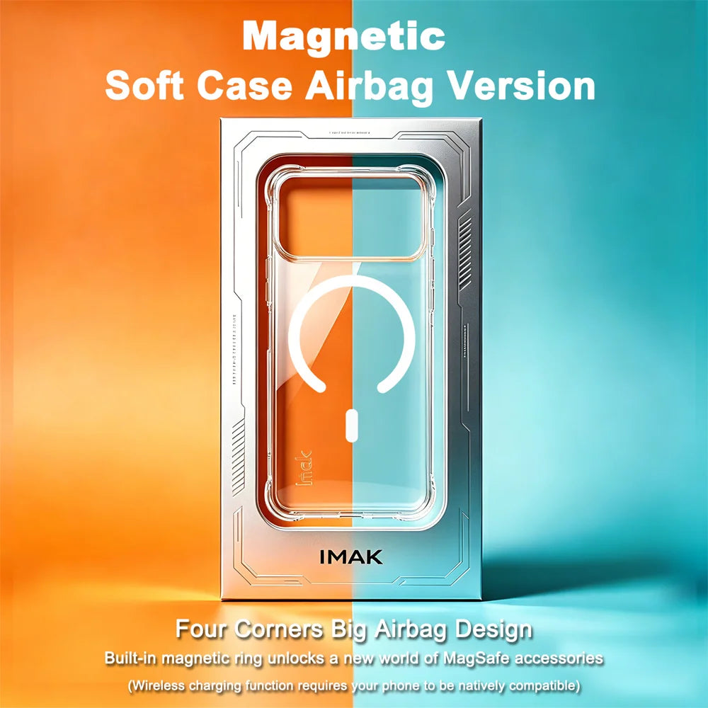 IMAK for iPhone 18 Pro Magnetic Case Airbag Shockproof Protection TPU Phone Cover - Transparent - Transparent - 4