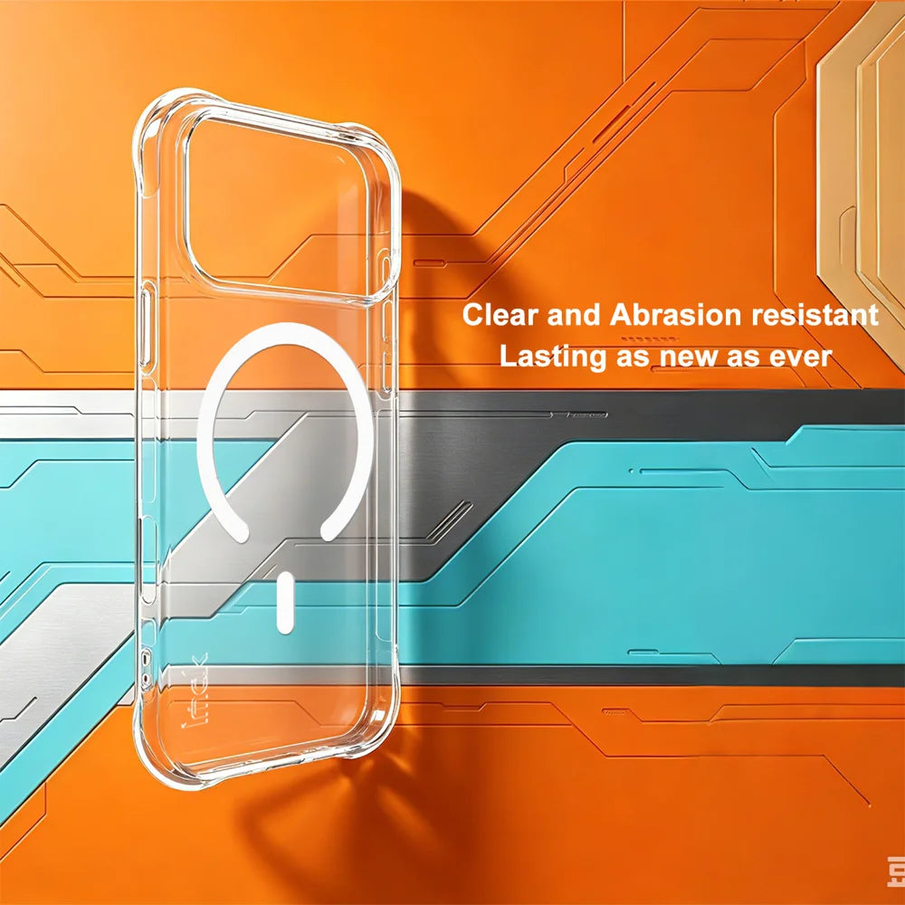 IMAK for iPhone 18 Pro Magnetic Case Airbag Shockproof Protection TPU Phone Cover - Transparent - Transparent - 5