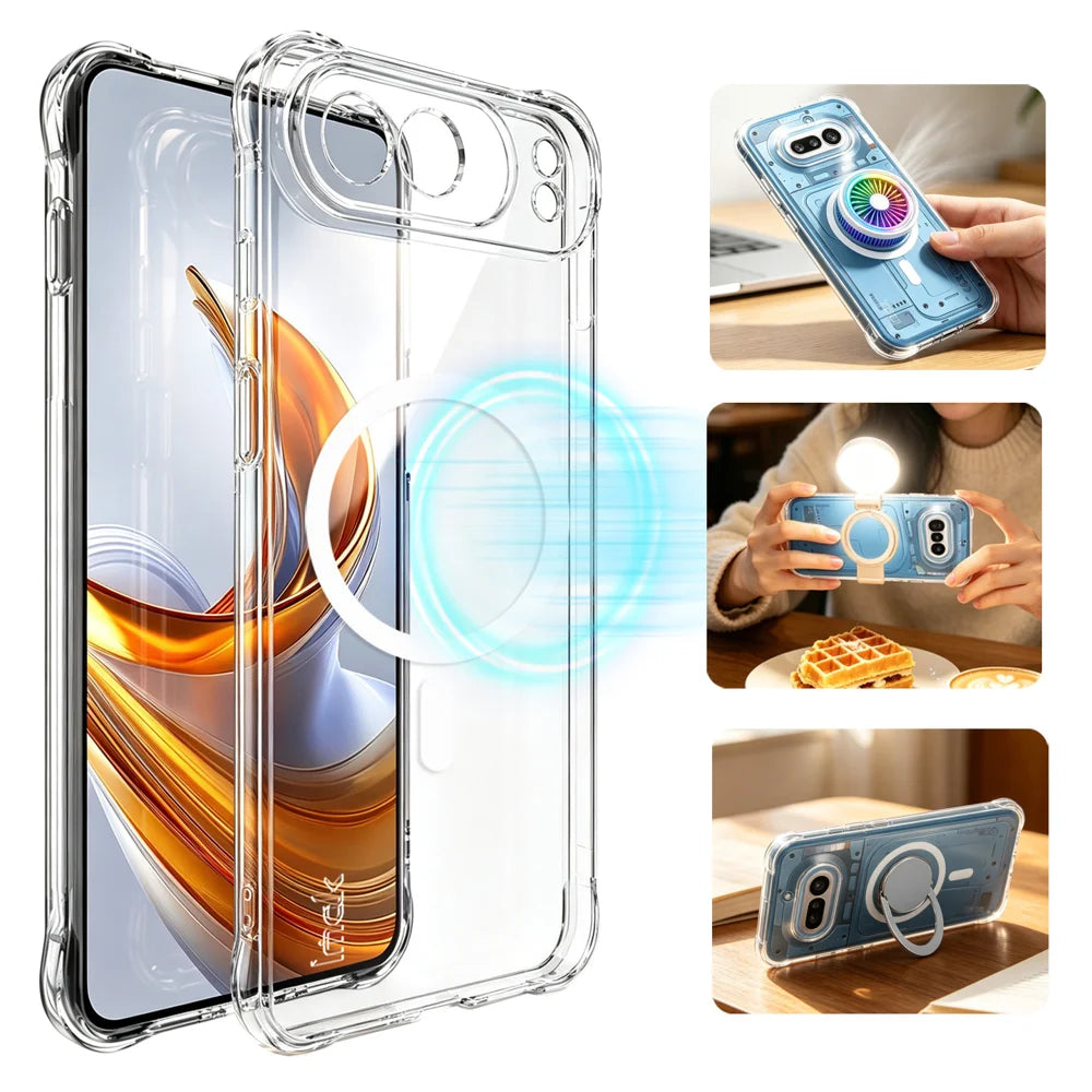 IMAK for ZTE nubia Air Pro 5G Magnetic Case Airbag Shockproof Protection TPU Phone Cover - Transparent - Transparent - 3