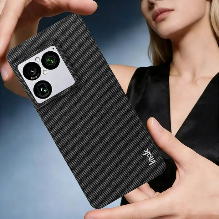 IMAK for Sony Xperia 1 VIII Ruiyi Series Case Fabric Texture Leather + PC Phone Back Cover - Black - 2