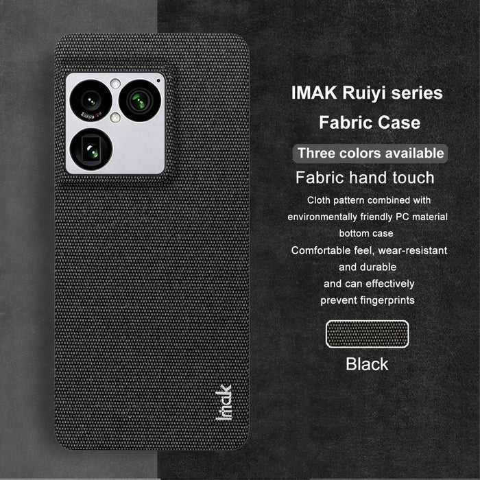 IMAK for Sony Xperia 1 VIII Ruiyi Series Case Fabric Texture Leather + PC Phone Back Cover - Black - 4