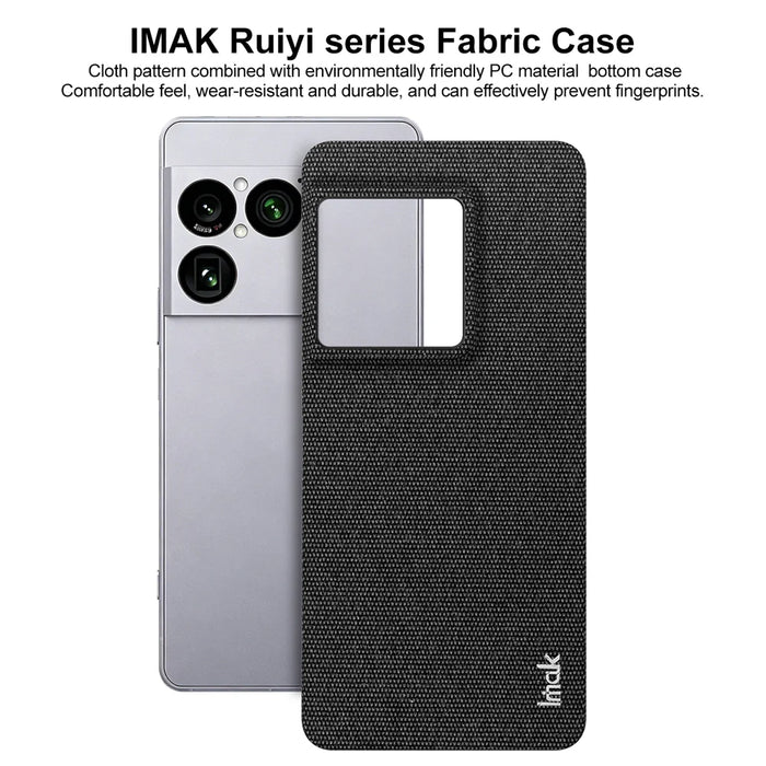IMAK for Sony Xperia 1 VIII Ruiyi Series Case Fabric Texture Leather + PC Phone Back Cover - Black - 5