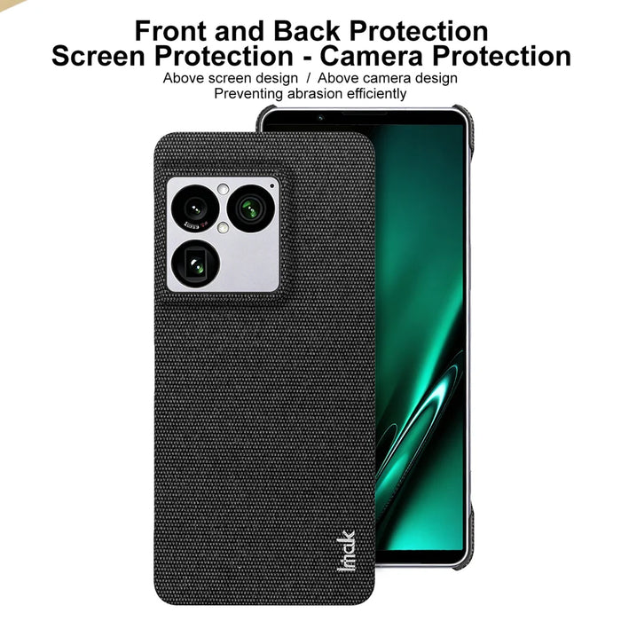 IMAK for Sony Xperia 1 VIII Ruiyi Series Case Fabric Texture Leather + PC Phone Back Cover - Black - 7