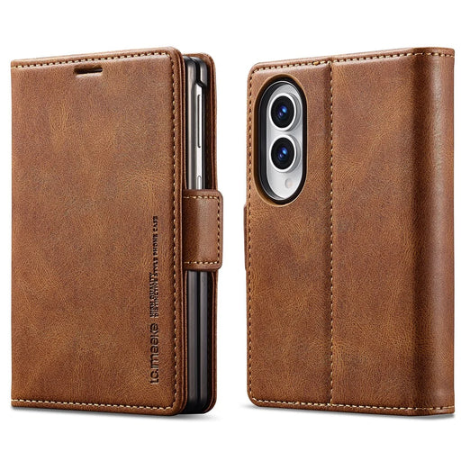LC.IMEEKE For Samsung Galaxy Z Fold8 Leather Case RFID Blocking Card Slots Phone Cover - Brown - 1