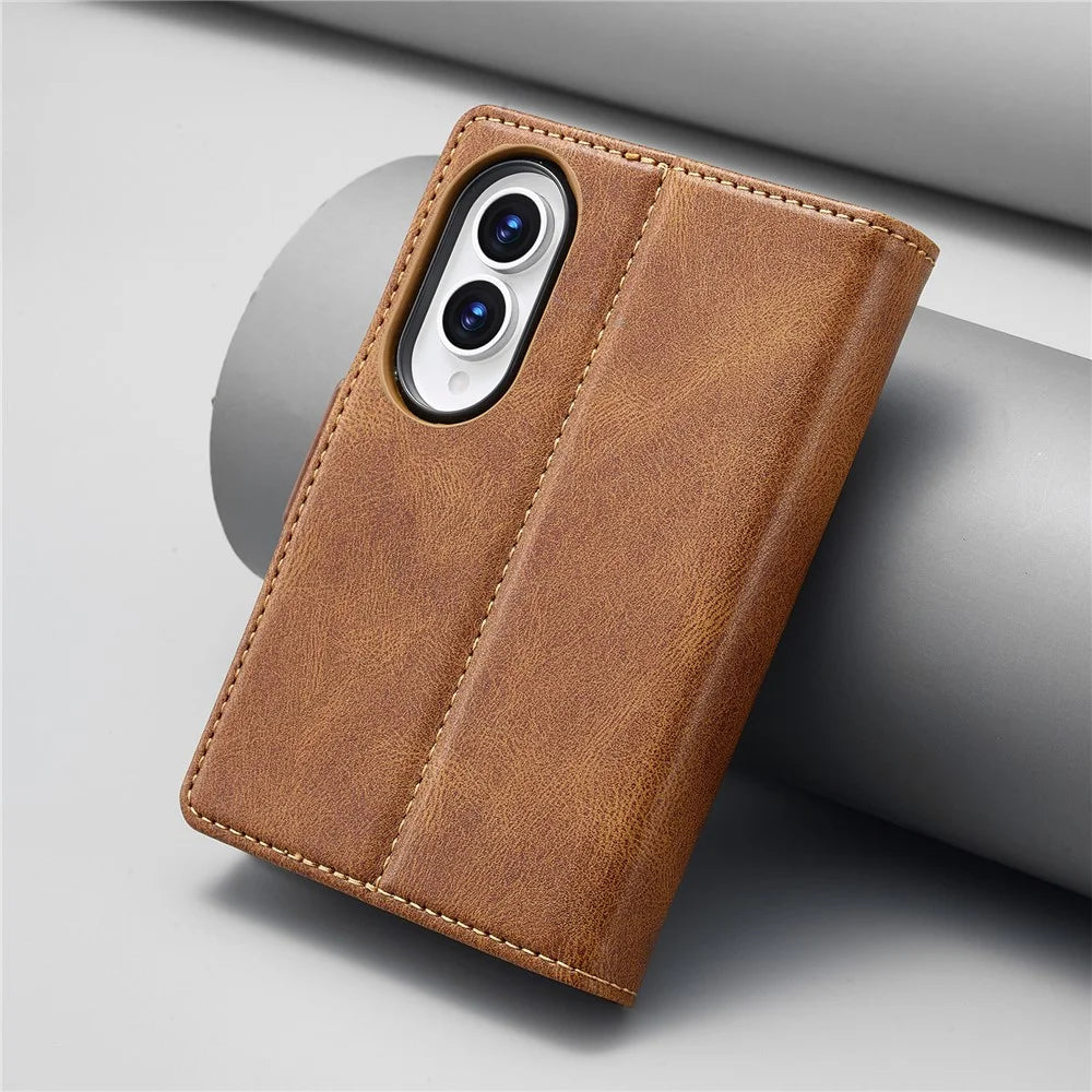 LC.IMEEKE For Samsung Galaxy Z Fold8 Leather Case RFID Blocking Card Slots Phone Cover - Brown - 5