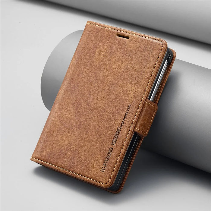 LC.IMEEKE For Samsung Galaxy Z Fold8 Leather Case RFID Blocking Card Slots Phone Cover - Brown - 6