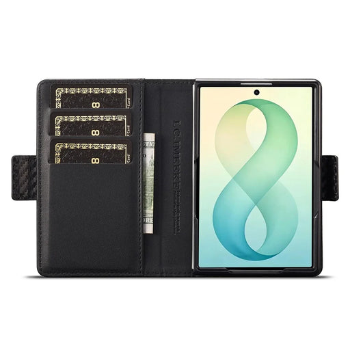 LC.IMEEKE Wallet Case for Samsung Galaxy Z Fold8 Carbon Fiber Texture Leather Phone Cover - Vertical Stripe - 2