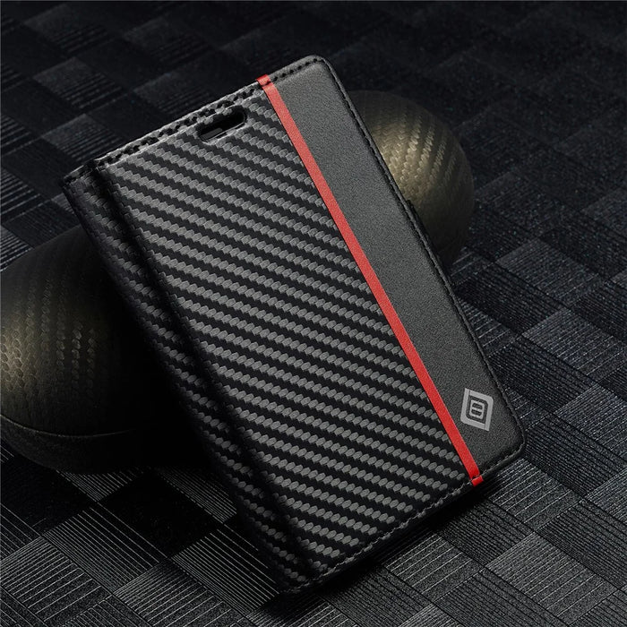 LC.IMEEKE Wallet Case for Samsung Galaxy Z Fold8 Carbon Fiber Texture Leather Phone Cover - Vertical Stripe - 4