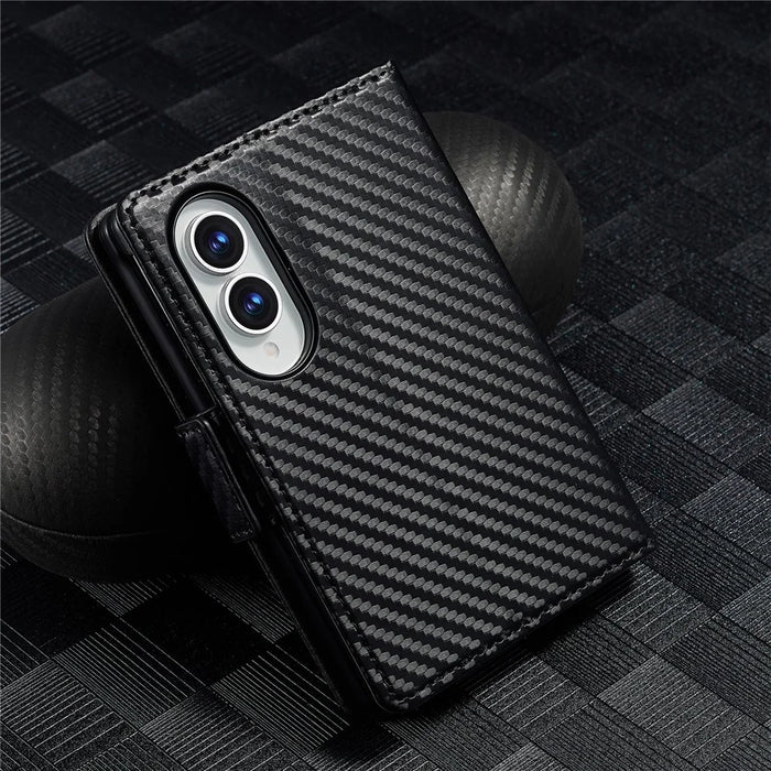 LC.IMEEKE Wallet Case for Samsung Galaxy Z Fold8 Carbon Fiber Texture Leather Phone Cover - Vertical Stripe - 5