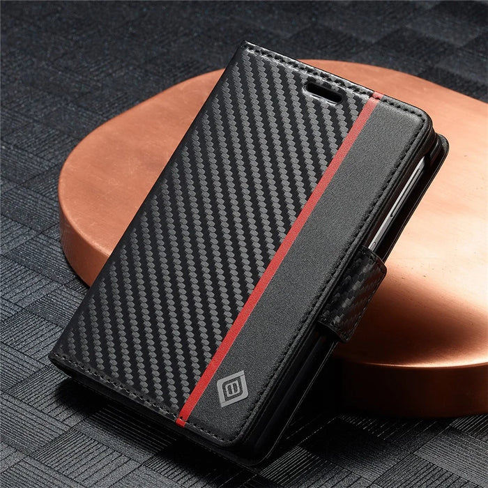LC.IMEEKE Wallet Case for Samsung Galaxy Z Fold8 Carbon Fiber Texture Leather Phone Cover - Vertical Stripe - 6