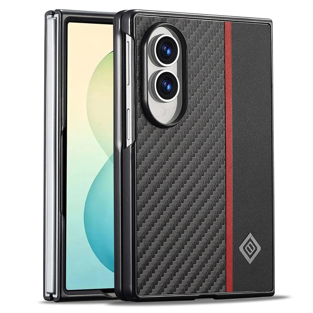 LC.IMEEKE For Samsung Galaxy Z Fold8 Case Carbon Fiber Texture Leather + TPU + EVA Phone Cover - 1