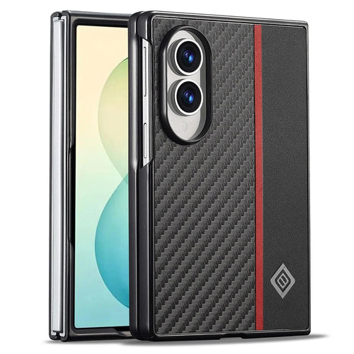 LC.IMEEKE For Samsung Galaxy Z Fold8 Case Carbon Fiber Texture Leather + TPU + EVA Phone Cover - 1