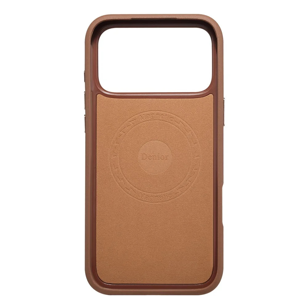 DENIOR for iPhone 18 Pro  /  17 Pro Magnetic Case Retro Aesthetic Design Cork + Leather + TPU Shockproof Phone Cover - Blue - 5