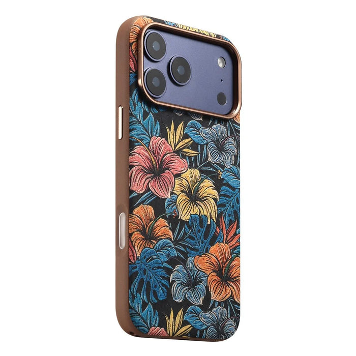 DENIOR for iPhone 18 Pro Max / 17 Pro Max Magnetic Case Retro Aesthetic Design Cork + Leather + TPU Shockproof Phone Cover - Blue - 1