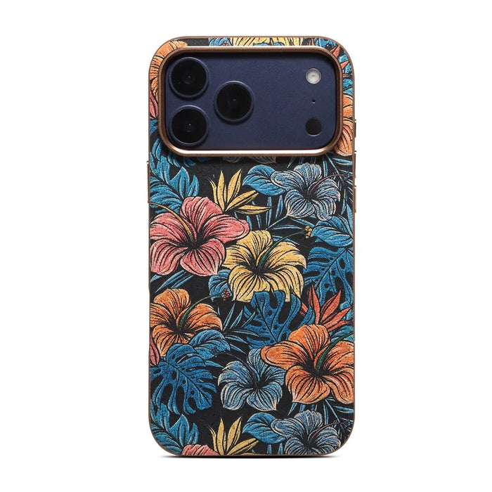 DENIOR for iPhone 18 Pro Max / 17 Pro Max Magnetic Case Retro Aesthetic Design Cork + Leather + TPU Shockproof Phone Cover - Blue - 2