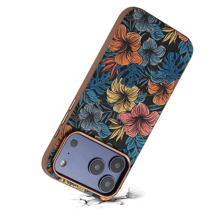 DENIOR for iPhone 18 Pro Max / 17 Pro Max Magnetic Case Retro Aesthetic Design Cork + Leather + TPU Shockproof Phone Cover - Blue - 3