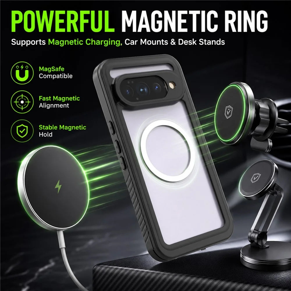REDPEPPER FS Series For Google Pixel 11 Pro XL IPX8 Waterproof Case PC TPU PET Clear Magnetic Phone Cover - Black - 7
