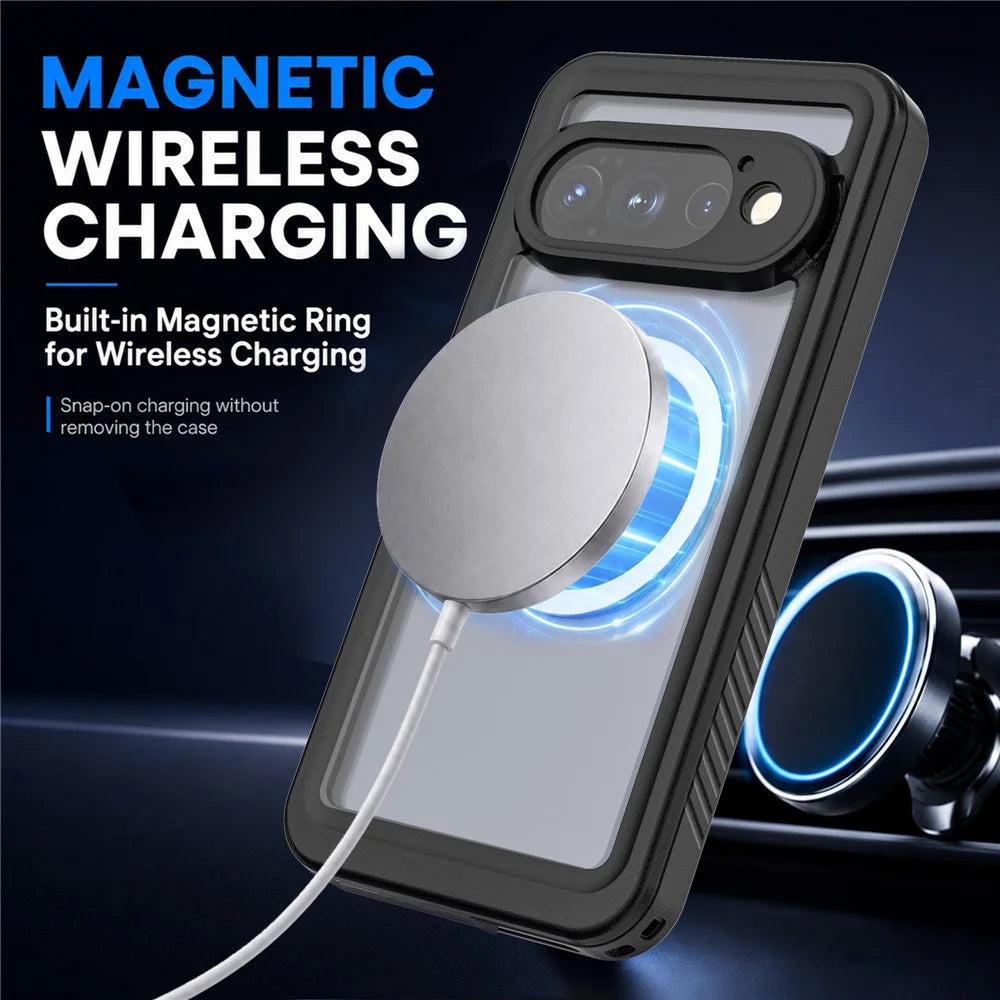 REDPEPPER FS Series For Google Pixel 11 Pro IPX8 Waterproof Case PC TPU PET Clear Magnetic Phone Cover - Black - 4