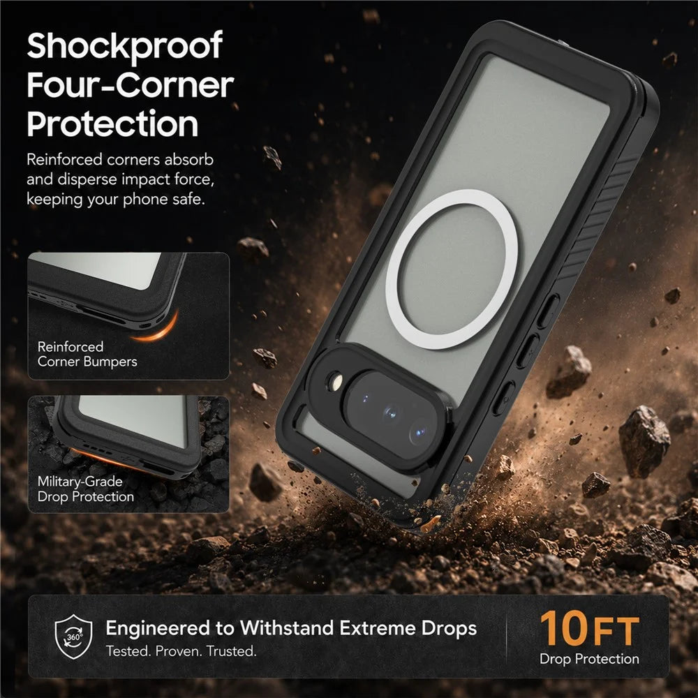 REDPEPPER FS Series For Google Pixel 11 IPX8 Waterproof Case PC TPU PET Clear Magnetic Phone Cover - Black - 5
