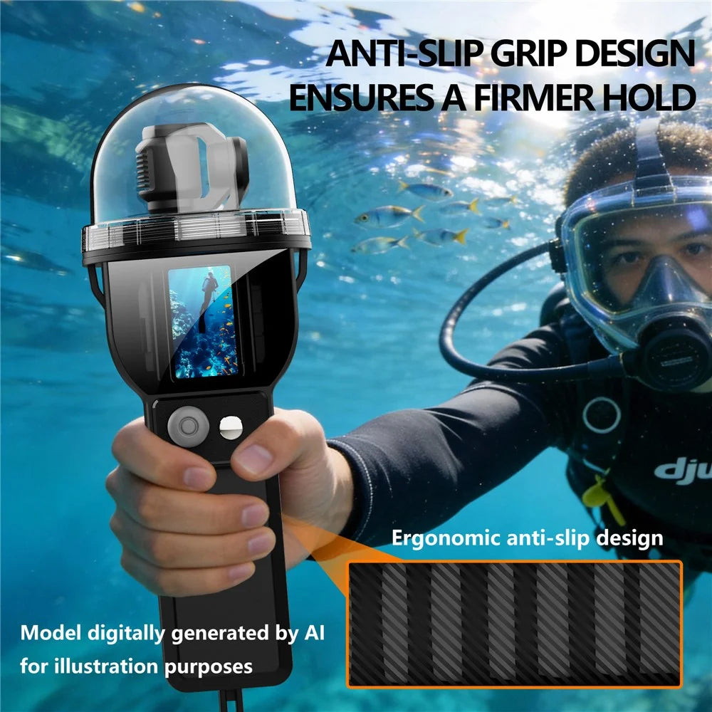 For DJI Osmo Pocket 3 Waterproof Case 30m Depth Underwater Joystick Control HD Clear Shooting Cover - Black - 3