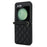 For Samsung Galaxy Z Flip8 Case Rhombic Leather + PC Folding Phone Cover with Wrist Strap / 1.5m Long Strap - Black - 3