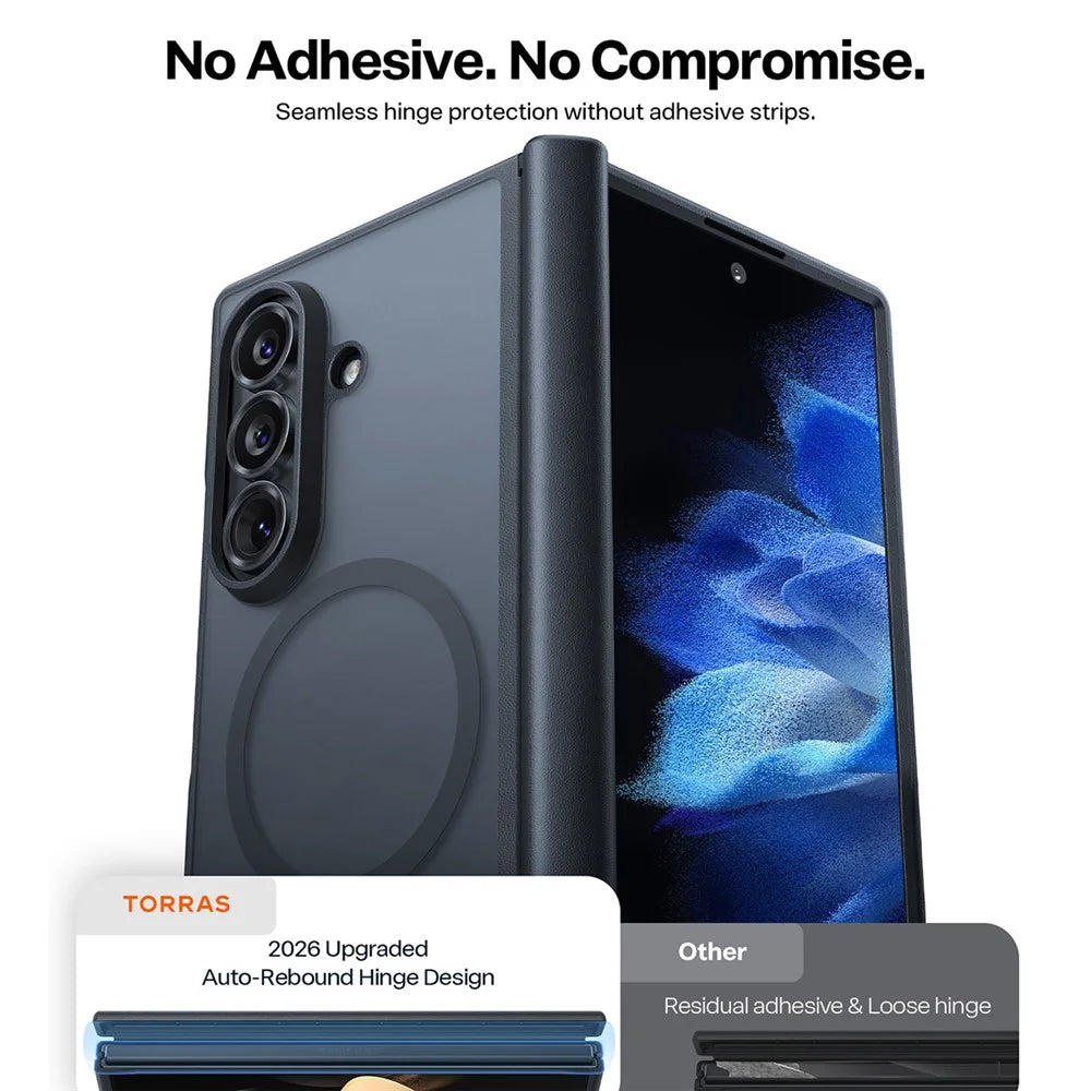 TORRAS Guardian-Mag Series for Samsung Galaxy Z Fold8 Magnetic Case with 2Pcs Tempered Glass Film Skin-Touch Matte PC + TPU Phone Cover - Black - 6