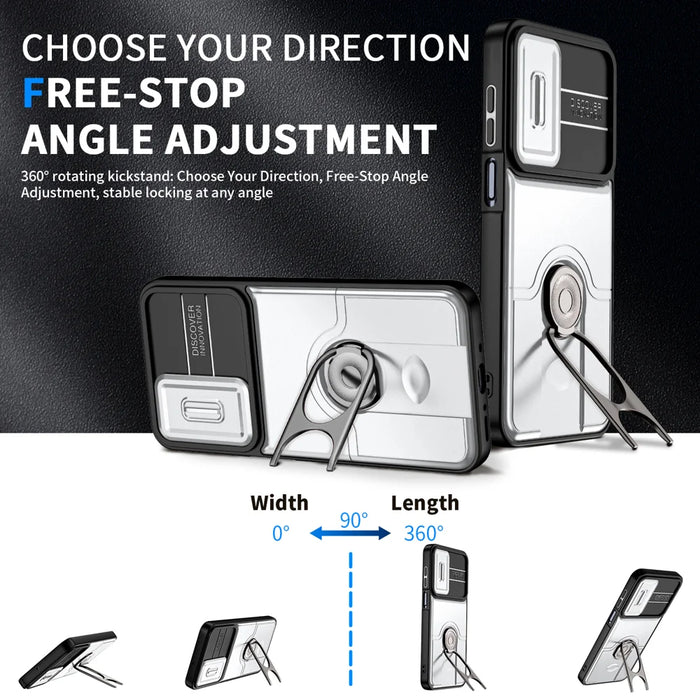 For Samsung Galaxy S24+ / Galaxy S25+ Case with Slide Camera Cover Kickstand PC + TPU Protective Phone Shell - Silver - 6
