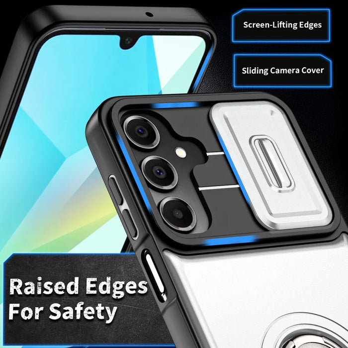 For Samsung Galaxy A57 5G Case with Slide Camera Cover Kickstand PC + TPU Protective Phone Shell - Silver - 2