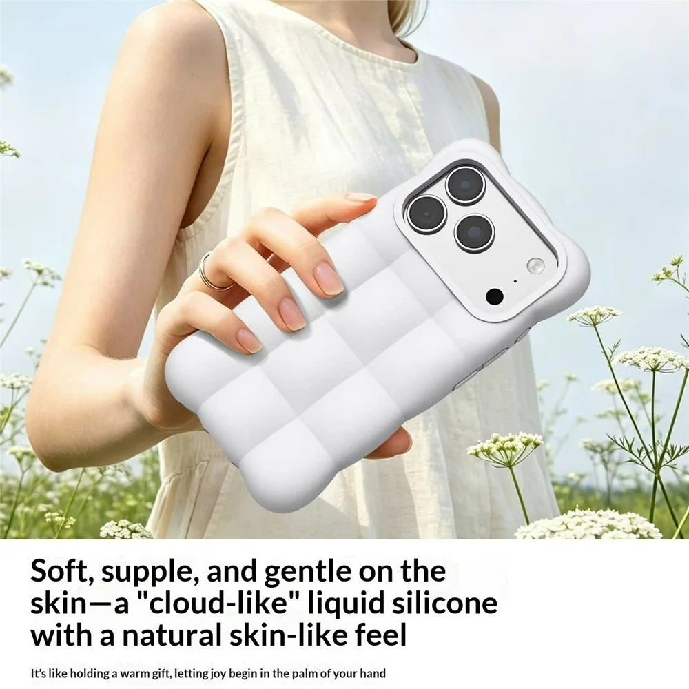 For iPhone 18 Pro Max / 17 Pro Max Case Quilted Grid Liquid Silicone + PC Shockproof Phone Cover with AI Button - White - 4